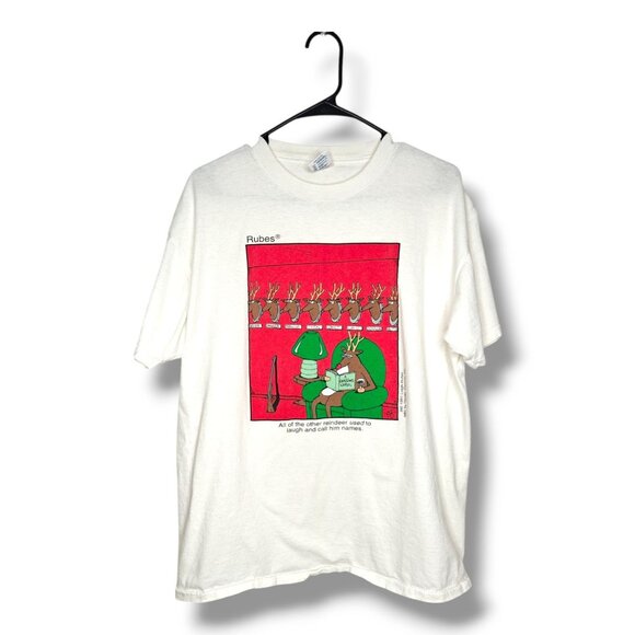 Delta Other - Vintage Rubes T-Shirt Christmas Cartoon Reindeer Graphic Men's L Single Stitch